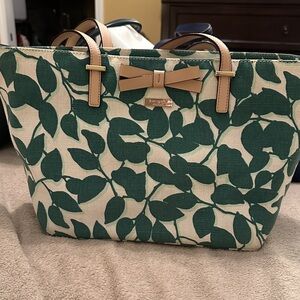 Kate Spade Leafy Green and Cream Tote